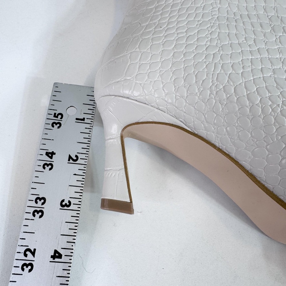 Steve Madden Lavan Boots Womens Size 6 White Bone Croco Mid Calf Kitten Heel - Picture 6 of 11